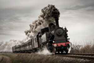 Black Locomotive With Smoke Coming Out