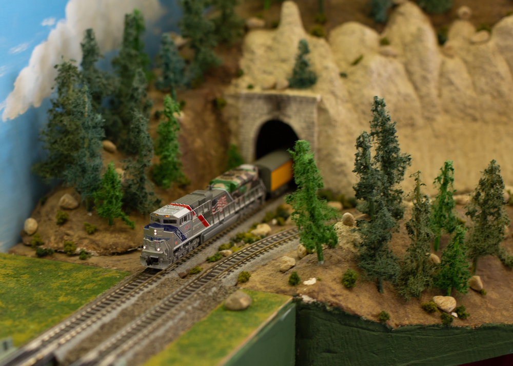 Model Train Coming Out of a Tunnel