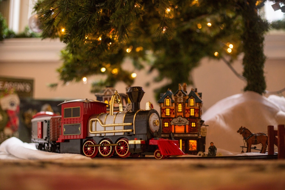 Toy Train Around Christmas Tree